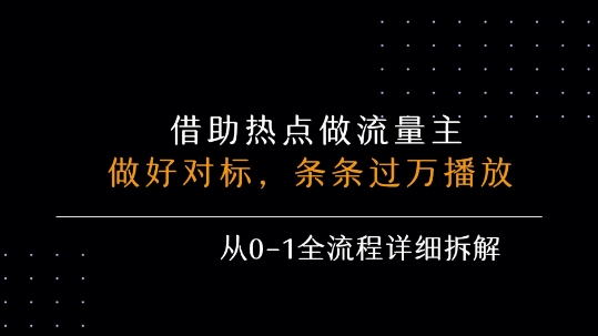 借力热点，乘顺风车玩流量主，条条过万播放， 每月收益5k+，从0-1全流程详细拆解-幽忧帮