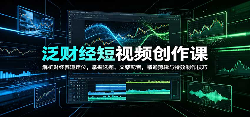 泛财经短视频创作课:解析财经赛道定位,掌握选题、文案配音,精通剪辑与特效制作技巧-幽忧帮