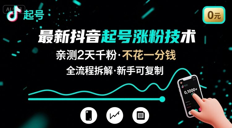 最新抖音起号涨粉技术，亲测2天千粉，不花一分钱，全流程拆解-幽忧帮