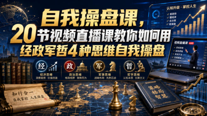 【无水印】自我操盘课，20节视频直播课教你如何用经政军哲4种思维自我操盘（更新0924）-幽忧帮