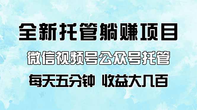 全新托管躺赚项目，微信视频号公众号托管代运营，每天五分钟，收益大几百-幽忧帮