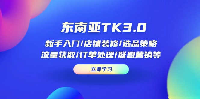 东南亚TK3.0：新手入门/店铺装修/选品策略/流量获取/订单处理/联盟营销等-忧忧资源网