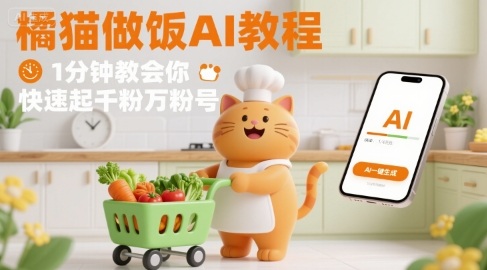 有趣的橘猫买菜做饭视频，用AI一键搞定，1分钟教会你，快速起千粉万粉号-幽忧帮