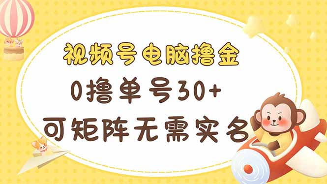 视频号电脑撸金 0撸单号30+ 可矩阵 无需实名多号多得-忧忧资源网