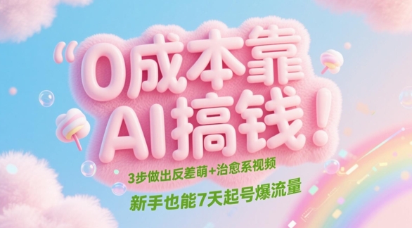 0成本靠AI搞钱！3步做出反差萌+治愈系视频，新手也能7天起号爆流量-忧忧资源网