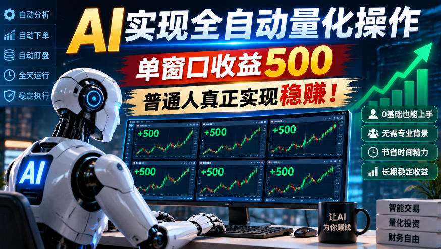 AI实现全自动量化操作，单窗口收益500，普通人真正实现稳賺！【揭秘】-幽忧帮
