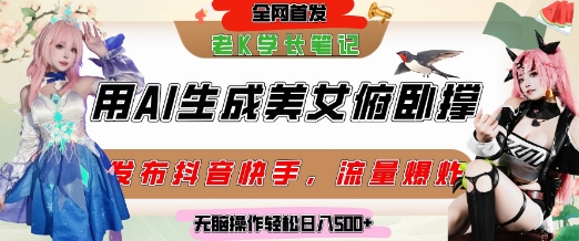 巧用AI让美女做俯卧撑，发布社交平台轻松涨粉变现，流量爆炸，挂抖音橱窗卖货，轻松实现日收入5张-幽忧帮