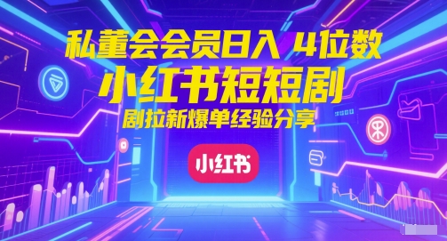 私董会会员日入4位数小红书红果短剧拉新爆单经验分享-幽忧帮