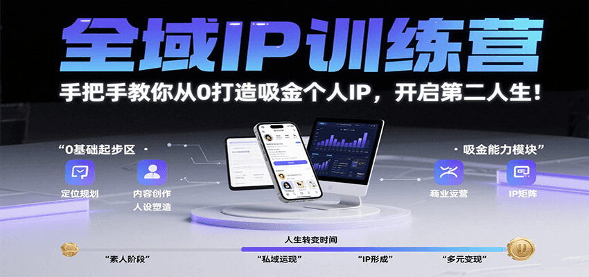 全域IP训练营，手把手教你从0打造吸金个人IP，开启第二人生！-幽忧帮