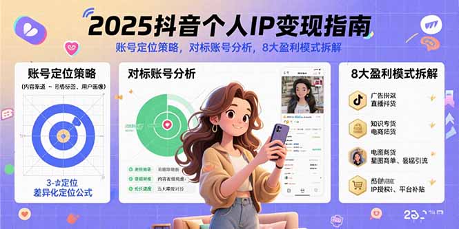 2025抖音个人IP变现指南，账号定位策略，对标账号分析，8大盈利模式拆解-幽忧帮