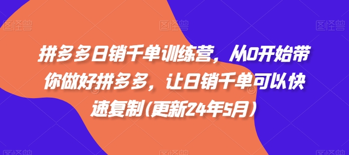 拼多多日销千单训练营，从0开始带你做好拼多多，让日销千单可以快速复制(更新25年3月)-忧忧资源网