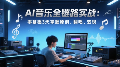 AI音乐全链路实战变现课：零基础3天掌握原创、翻唱、变现-忧忧资源网