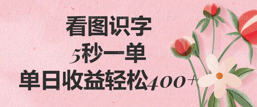 （14338期）看图识字，5秒一单，单日收益轻松400+-忧忧资源网