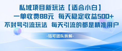 私域项目新玩法【适合小白】 一单收费88.每天稳定收益几张-幽忧帮