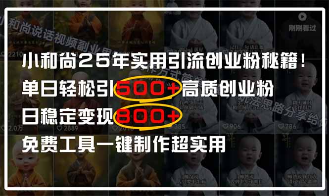 小和尚2025年实用引流秘籍！单日轻松引500+高质量创业粉，日变现800+，…-忧忧资源网