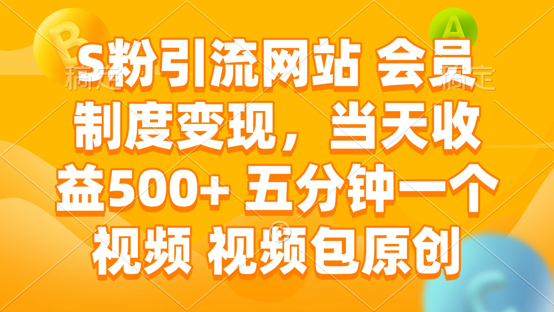 （14129期）S粉引流网站 会员制度变现，当天收益500+ 五分钟一个视频 视频包原创-忧忧资源网