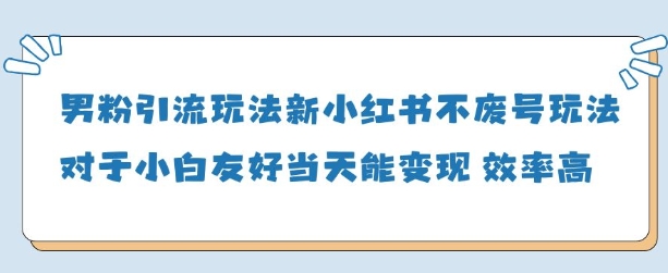 男粉引流玩法(新)，玩法友好做的好当天就能变现-忧忧资源网