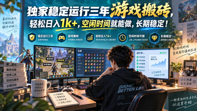 独家稳定运行三年游戏搬砖，轻松日入1k+，空闲时间就能做，长期稳定！【揭秘】-幽忧帮