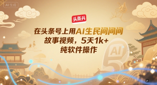 在头条号上用AI生民间故事视频，5天1k+，纯软件操作-幽忧帮