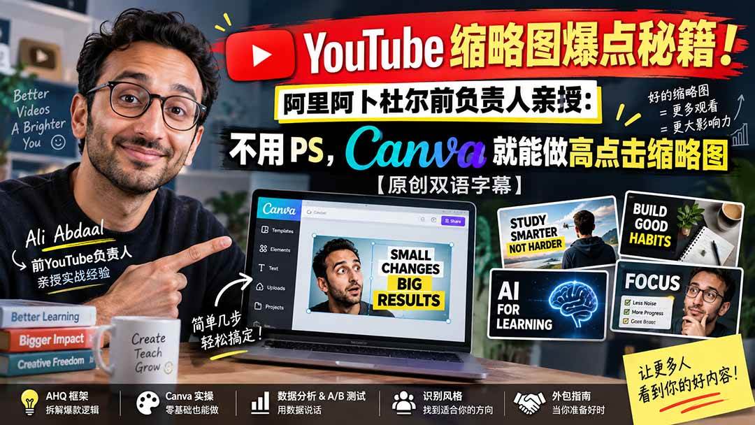 (20474期)YouTube 缩略图爆点秘籍!阿里阿卜杜尔前负责人亲授:不用 PS,Canva 就能做高点击缩略图【原创双语字幕】-幽忧帮