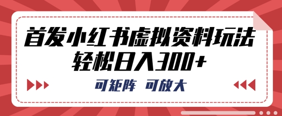 首发小红书虚拟资料玩法，可矩阵，可放大，轻松日入3张-忧忧资源网