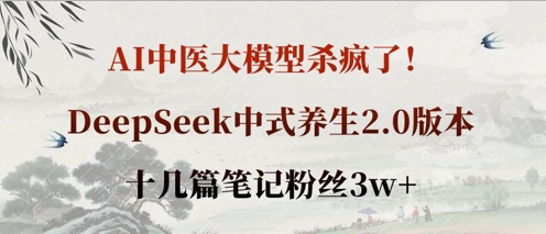 AI中医大模型杀疯了！DeepSeek中式养生2.0版本，十几篇笔记粉丝3w+-忧忧资源网