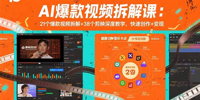 AI爆款视频拆解课：21个爆款视频拆解+38个剪映深度教学，快速创作+变现-幽忧帮