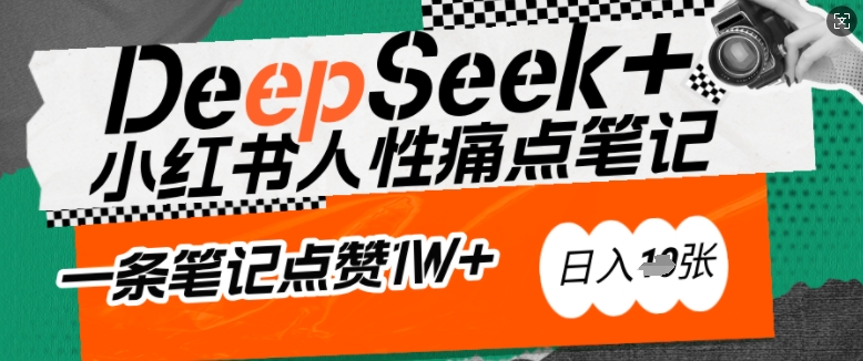 AI赋能小红书爆款秘籍：用DeepSeek轻松抓人性痛点，小白也能写出点赞破万的吸金笔记，日入多张-忧忧资源网