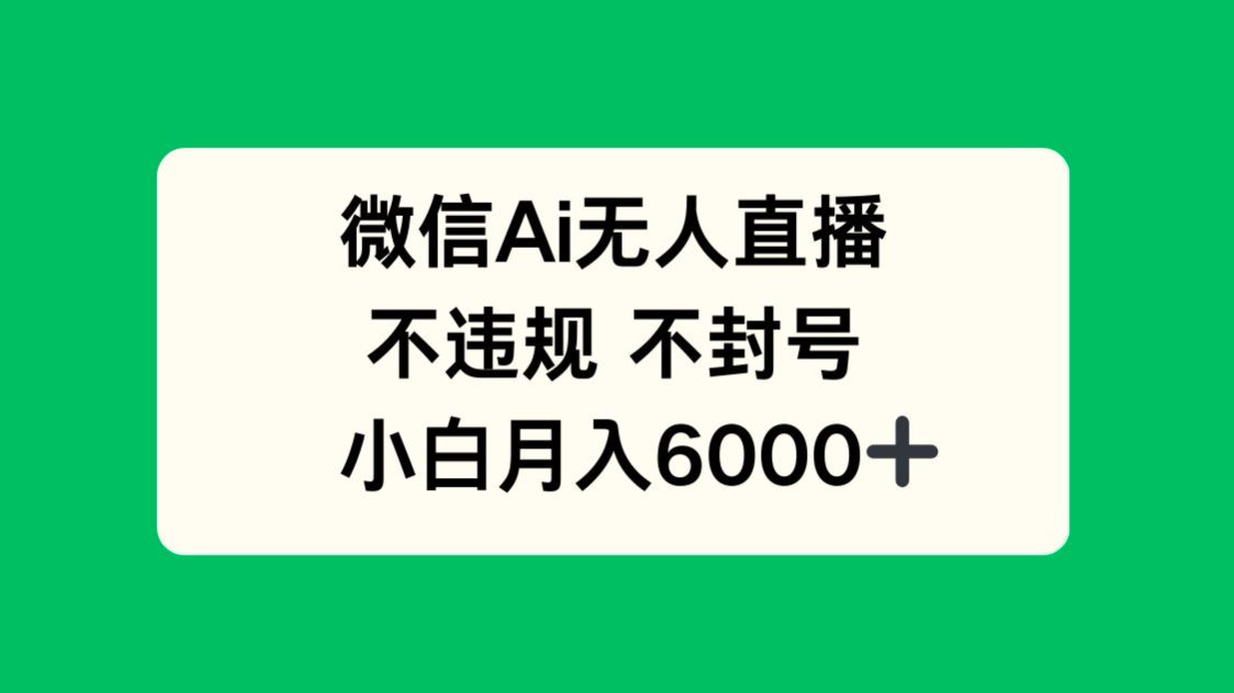 微信AI无人直播，不违规 不封号 ，小白月入6000+-忧忧资源网