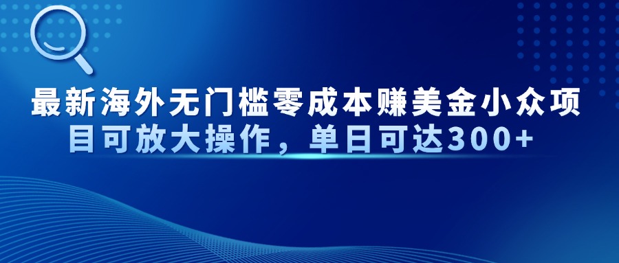 最新海外无门槛零成本赚美金小众项目可放大操作，单日可达300+-忧忧资源网
