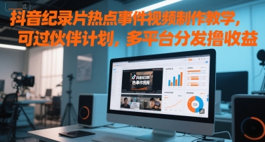 抖音纪录片热点事件视频制作教学，可过伙伴计划，多平台分发撸收益-幽忧帮