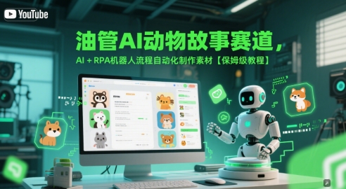 油管AI动物故事赛道，AI+RPA机器人流程自动化制作素材【保姆级教程】-幽忧帮