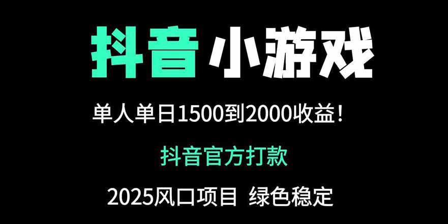 抖音官方小游戏2025全网最新玩法，暴利赚钱项目，单机日入2000+-忧忧资源网