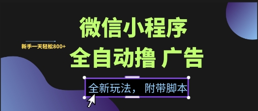 微信小程序全自动撸广告项目，彻底解决没流量的问题，新手一天8张+【揭秘】-幽忧帮