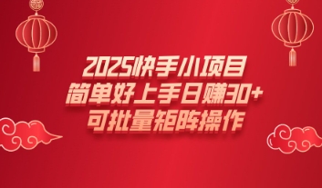 2025快手小项目，简单好上手日入30+，可批量矩阵操作-忧忧资源网