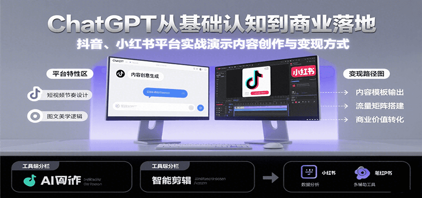 ChatGPT从基础认知到商业落地，实战演示抖音、小红书等平台的内容创作与变现-幽忧帮