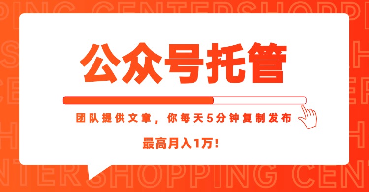 【公众号托管 】我提供文章，你每天５分钟复制发布，最高月入1W-幽忧帮