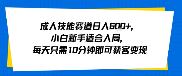 成人技能赛道日入多张，小白新手适合入局，每天只需10分钟即可获客变现-幽忧帮