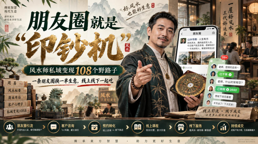朋友圈就是“印钞机”,风水师私域变现108个野路子,一条朋友圈换一单生意,线上线下一起吃【文档】-幽忧帮