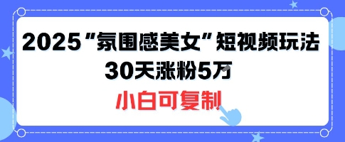 不露脸也能火！2025“氛围感美女”短视频玩法，30天涨粉5W小白可复制-幽忧帮