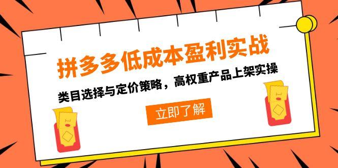 拼多多低成本盈利实战，类目选择与定价策略，高权重产品上架实操-幽忧帮