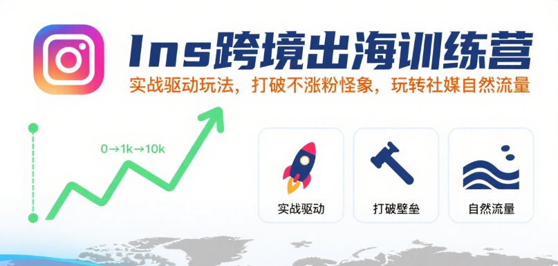 Ins跨境出海训练营，实战驱动玩法，打破不涨粉怪象，玩转社媒自然流量-幽忧帮