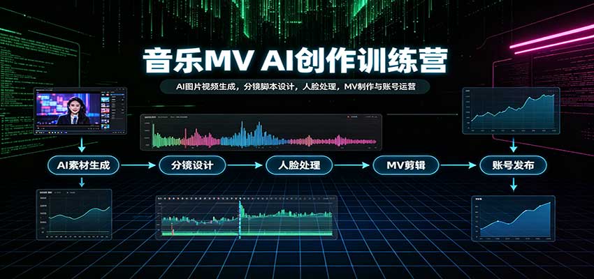 音乐MV AI创作训练营:AI图片视频生成,分镜脚本设计,人脸处理,MV制作与账号运营-幽忧帮