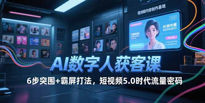 AI数字人获客课，6步突围+霸屏打法，短视频5.0时代流量密码-幽忧帮