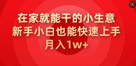 在家就能干的小生意，新手小白也能快速上手，月入1w-忧忧资源网