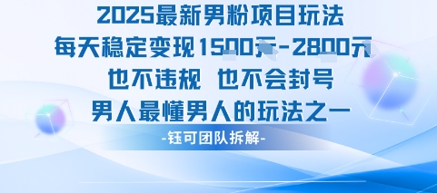 2025最新男粉项目玩法每天变现1k+也不违规也不会封号男人最懂男人的玩法-幽忧帮