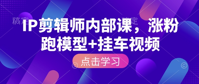 IP剪辑师内部课，涨粉跑模型+挂车视频-忧忧资源网