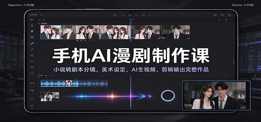 手机AI漫剧制作课:小说转剧本分镜,美术设定,AI生视频,剪辑输出完整作品 手机AI漫剧制作课:小说转剧本分镜,美术设定,AI生视频,剪辑输出完整作品