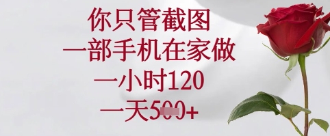 你只管截图，一部手机在家可以做，一小时120.一天5张+【揭秘】-忧忧资源网