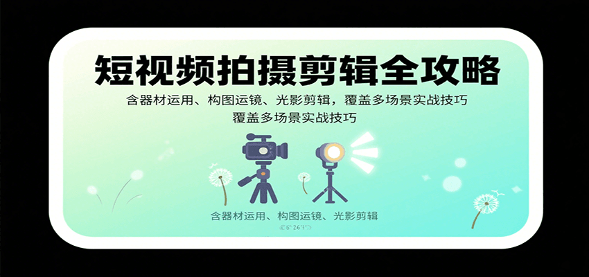 短视频拍摄剪辑全攻略：含器材运用、构图运镜、光影剪辑，覆盖多场景实战技巧-幽忧帮